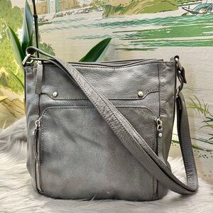 100% Real Leather Gray Crossbody Bag
